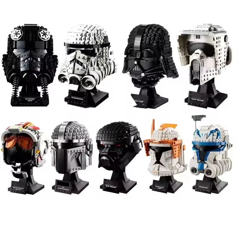 Space Wars Galaxy Warriors Helmet Building Blocks 75327 TIE Fighter Pilot Darth Vader The Mandalorian Luke Hat Bricks Toys Gifts