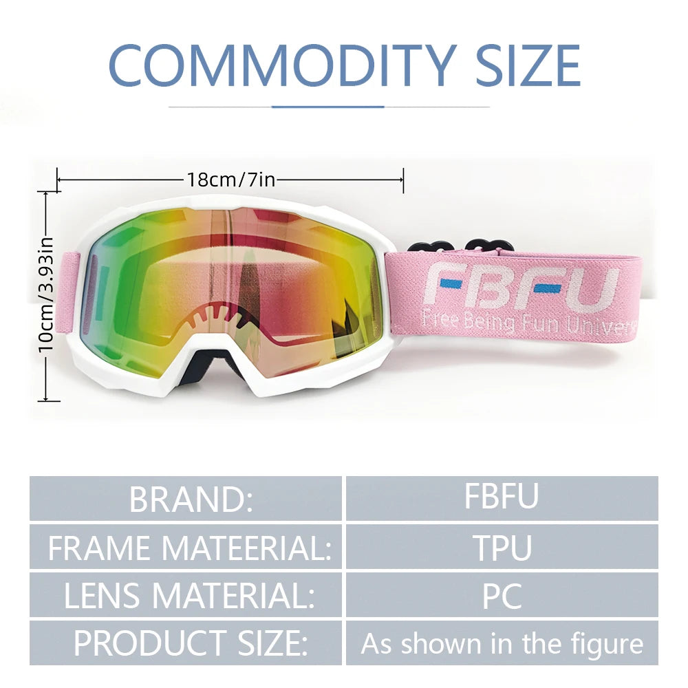 FBFU Man Woman Ski Snowboard Goggles Winter Skiing Glasses Outdoor Sport Cycling Motorcycle Windproof  Protection Sunglasses