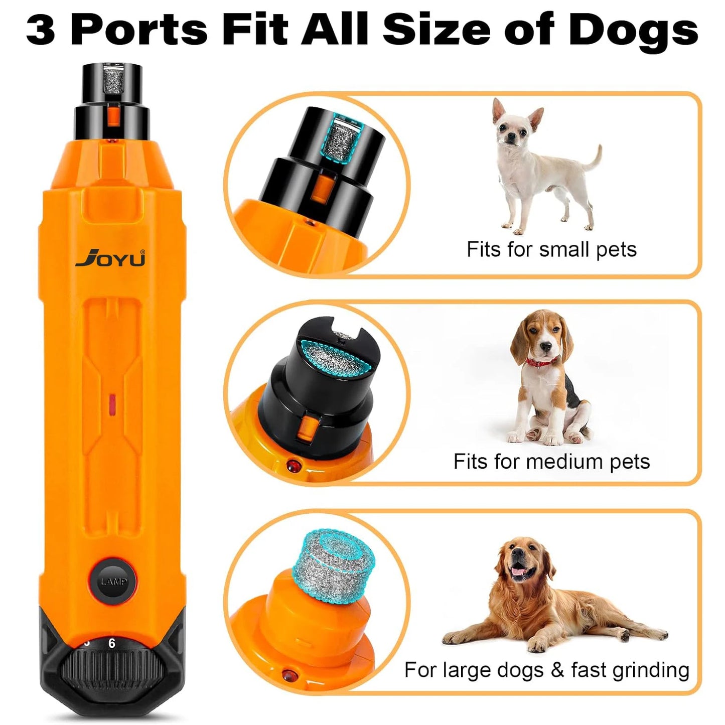 Premium 6-Speed Dog Nail Grinder - Rechargeable Electric Trimmer