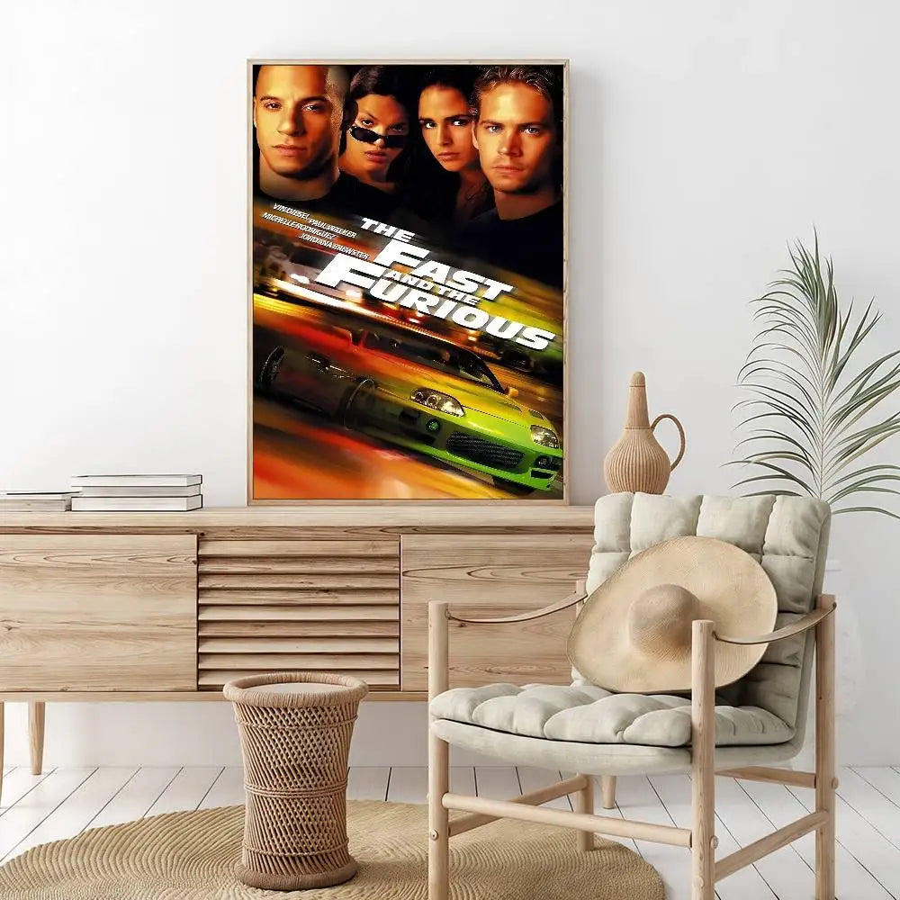 Fast And Furious Movie Whitepaper Poster HD Quality Poster Wall Art Painting Study Room Wall Decor