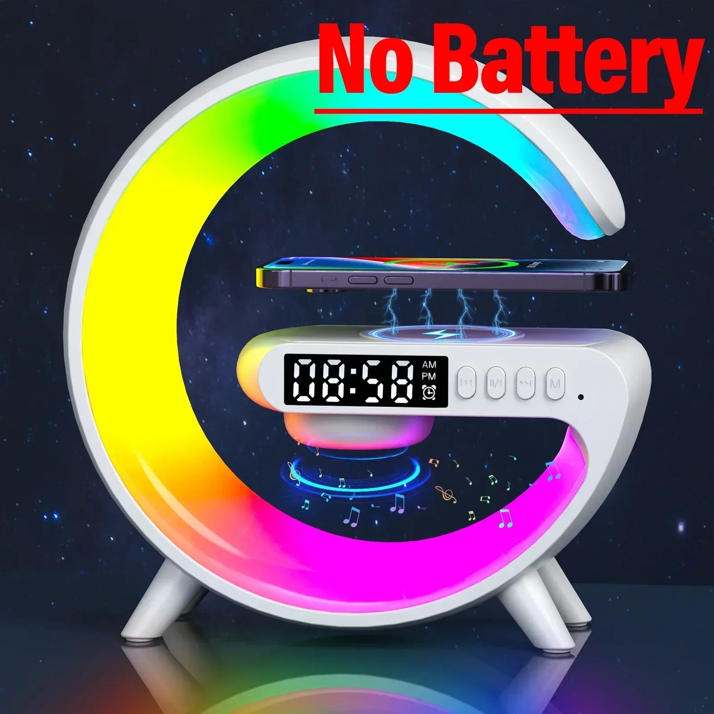 Premium 3-in-1 Wireless Charger - Bluetooth Speaker & RGB Night Light