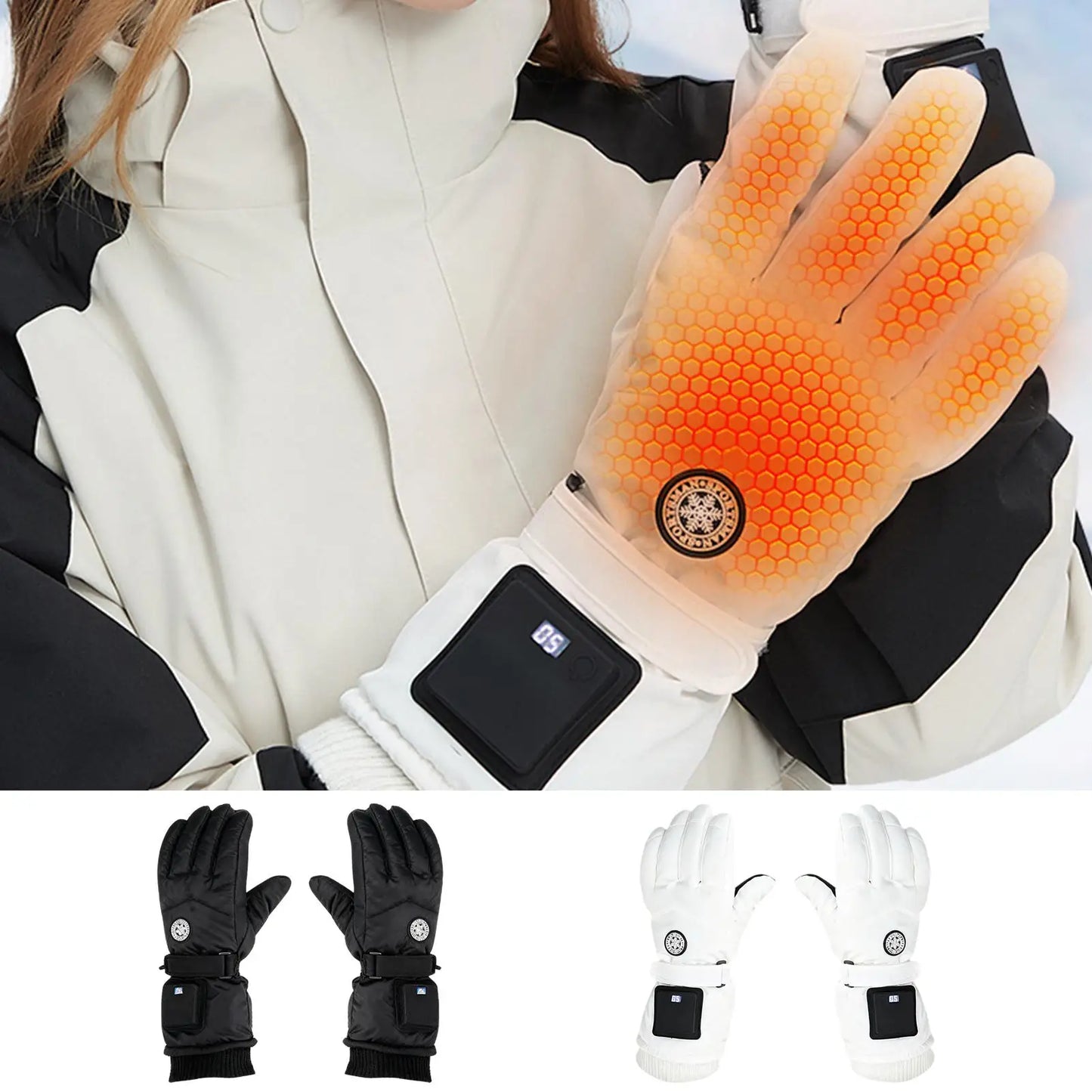 Heated Gloves for Women Rechargeable with 3 Temp Settings Electric Winter Gloves Waterproof Warm for Skiing Snowboarding Hiking