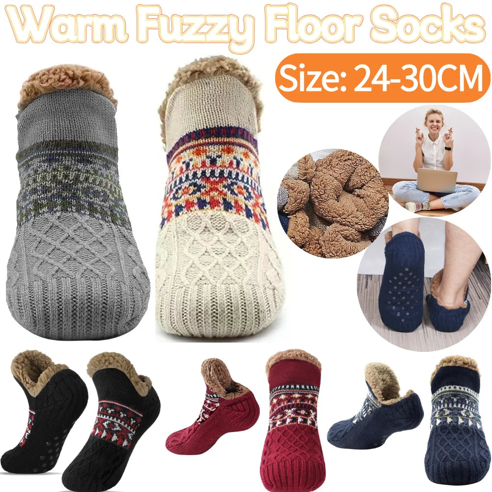 Men Women Winter Indoor Home Slippers Socks Non Slip Carpet Sock Warm Bedroom Sleeping Sock Soft for Christmas