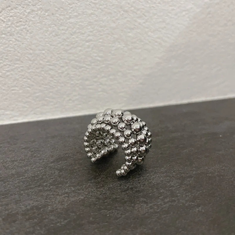 Foxanry Multilayer Bead Open Rings For Women Couples Exaggerated Creative Design Personality Hip Hop Fashion Party Jewelry Gifts
