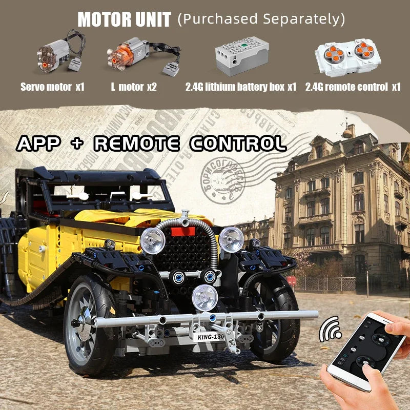 MOULD KING 13080S Technical Car Building Blocks T50 Vintage Car MOC-25153 Bricks Model Educational Toys For Kids Birthday Gifts