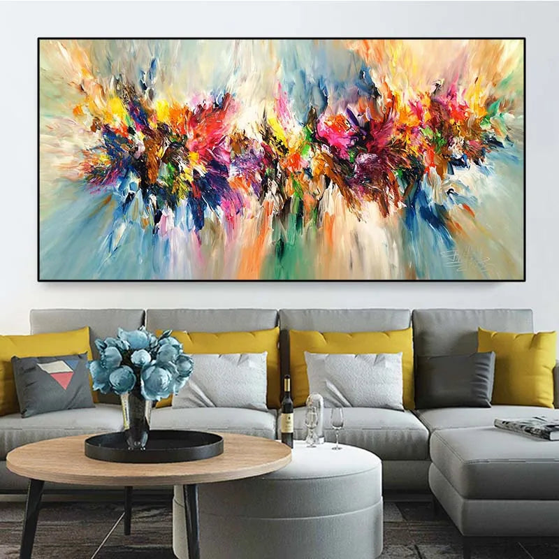 Abstract Colorful Canvas Painting Quadro Flower Posters and Prints Wall Art Pictures Cuadros Living Room Home Decor No Frame