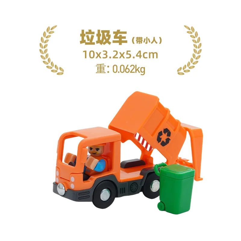 Wooden Train Track Plastic car wash Police Office Fire Department Scene Simulation Play Wooden Railway Track Car toys