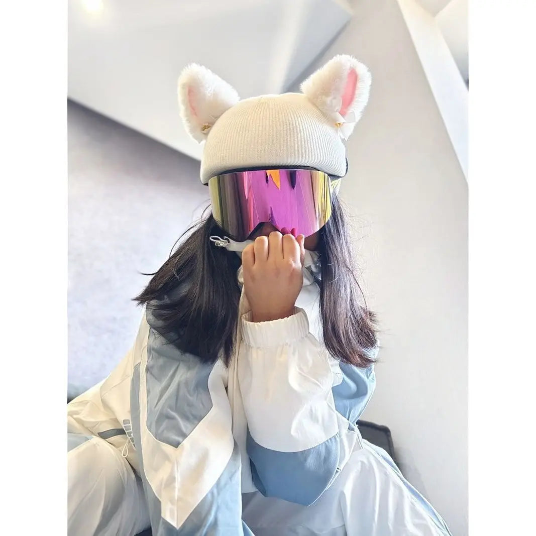 Ski Helmet Cover Cat Ears Rabbit Ears Funny Single and Double Board Warm Ski Helmet Cover for Men and Women