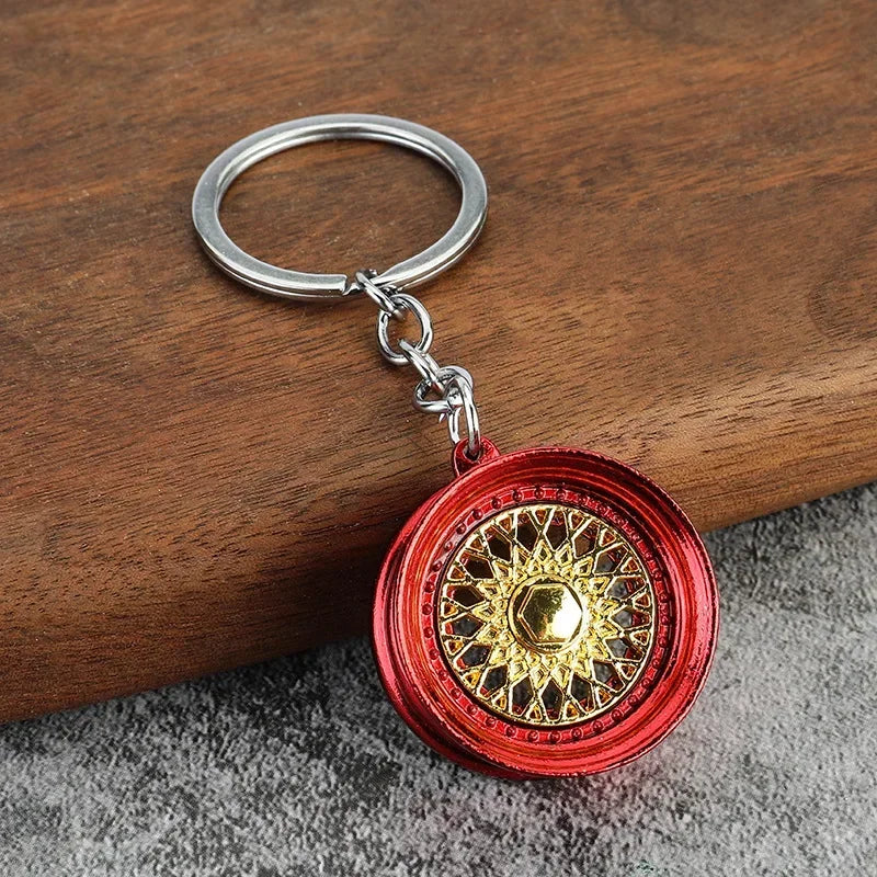 Automotive Gear Head Keychain - Speed Gearbox Keyring with Turbo Hub & Brake Disc Design