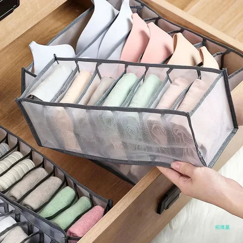 Closet Drawer Organizer - 6 Grid Underwear & Sock Storage Box for Wardrobe