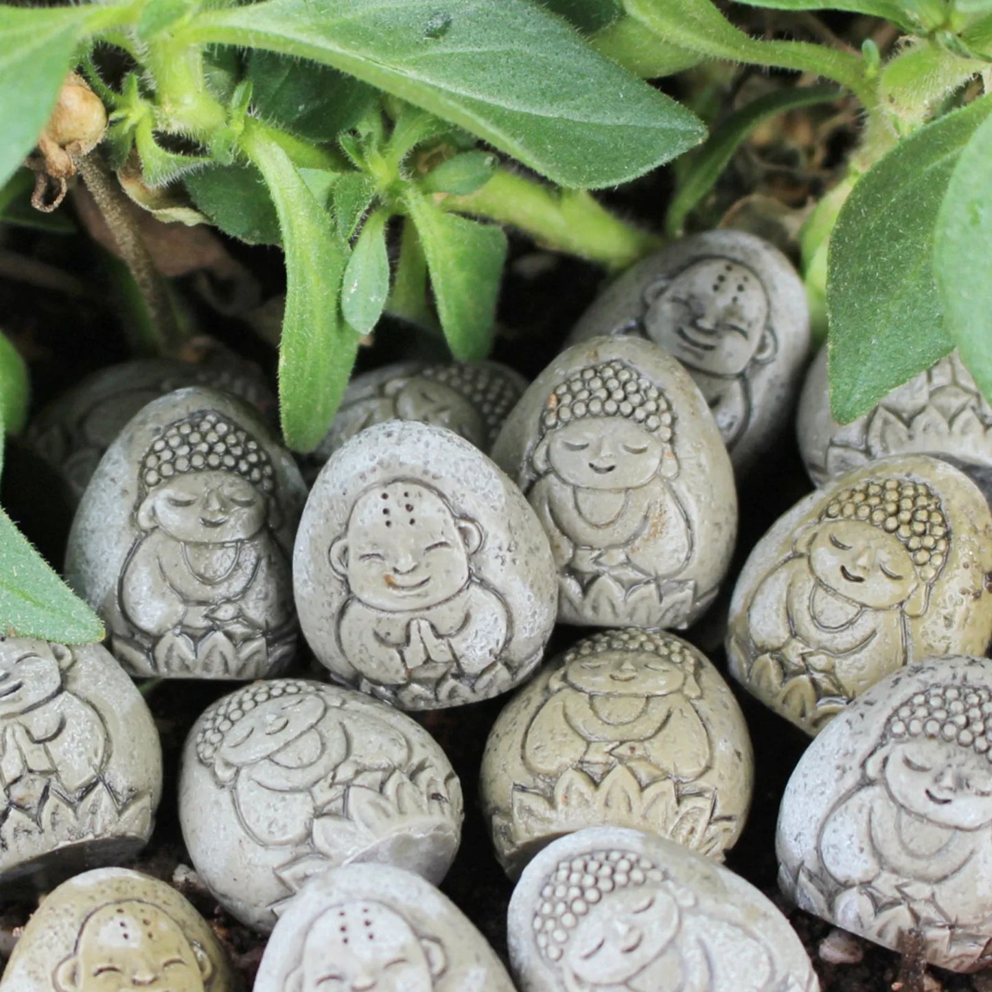 20pcs Mini Flower Pot Decor Randomized Buddha Statue Resin Ornaments Decor Small Garden Courtyard Paving Stone Sculptures Decor