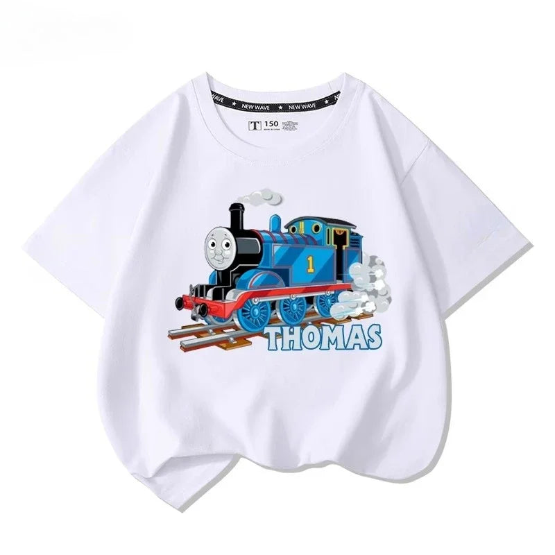 Thomas the train short-sleeved t-shirt cartoon new children's tops boys girls summer 100% cotton fashion comfortable t-shirt
