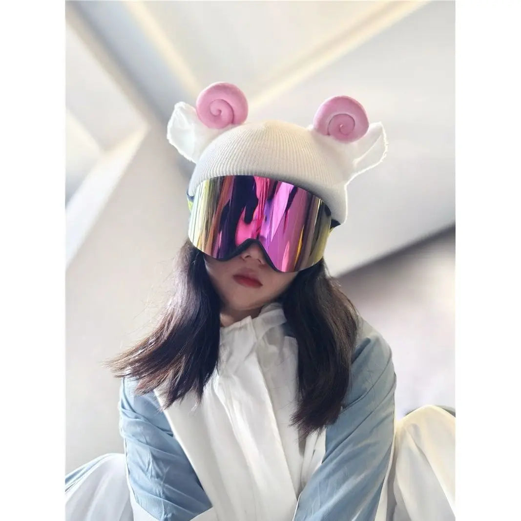 Ski Helmet Cover Cat Ears Rabbit Ears Funny Single and Double Board Warm Ski Helmet Cover for Men and Women