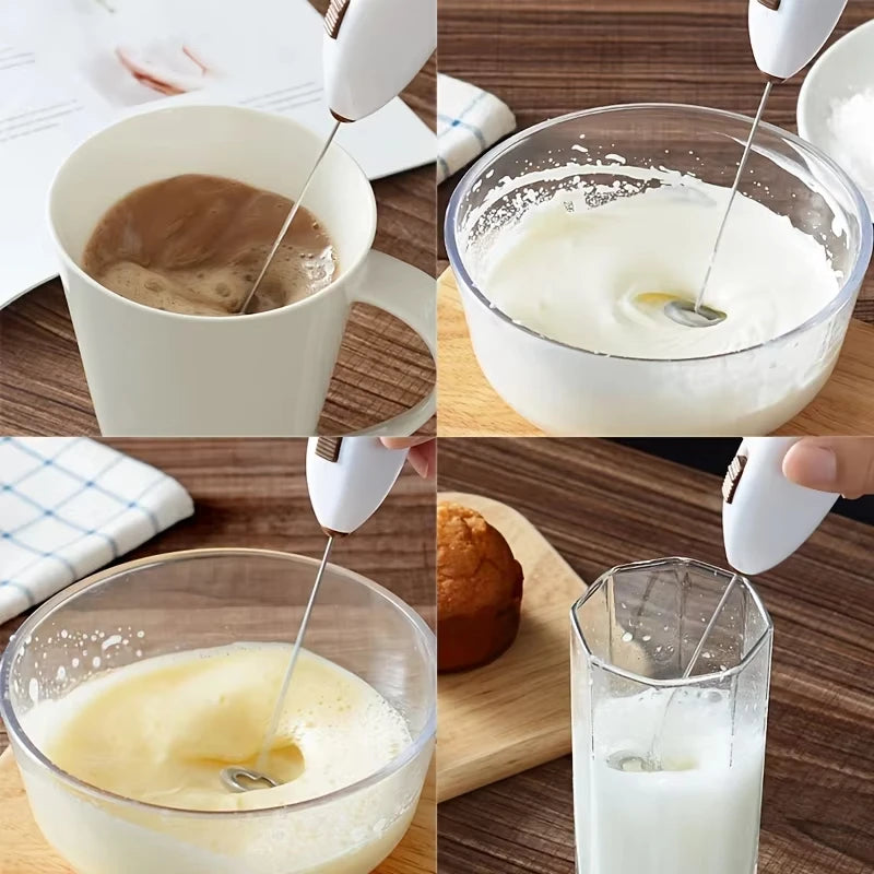 3-Speed Rechargeable Electric Hand Mixer - Dual Power Handheld Milk Frother & Egg Beater