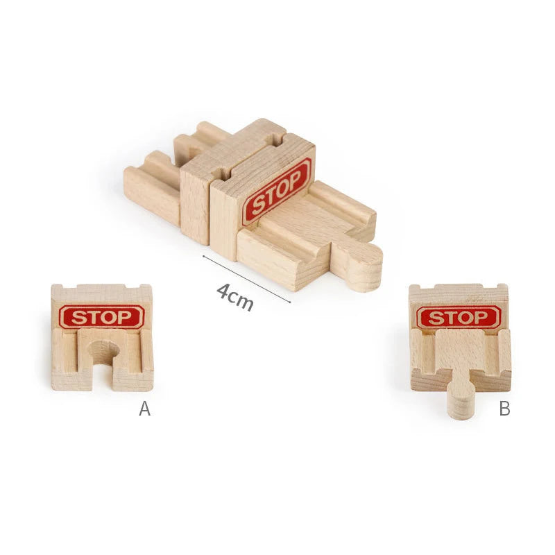 Wooden Train Track Accessories Universal Wooden Railway Tracks Bridge Parts Adapters Fit for All Brand Train Toys Birthday Gifts