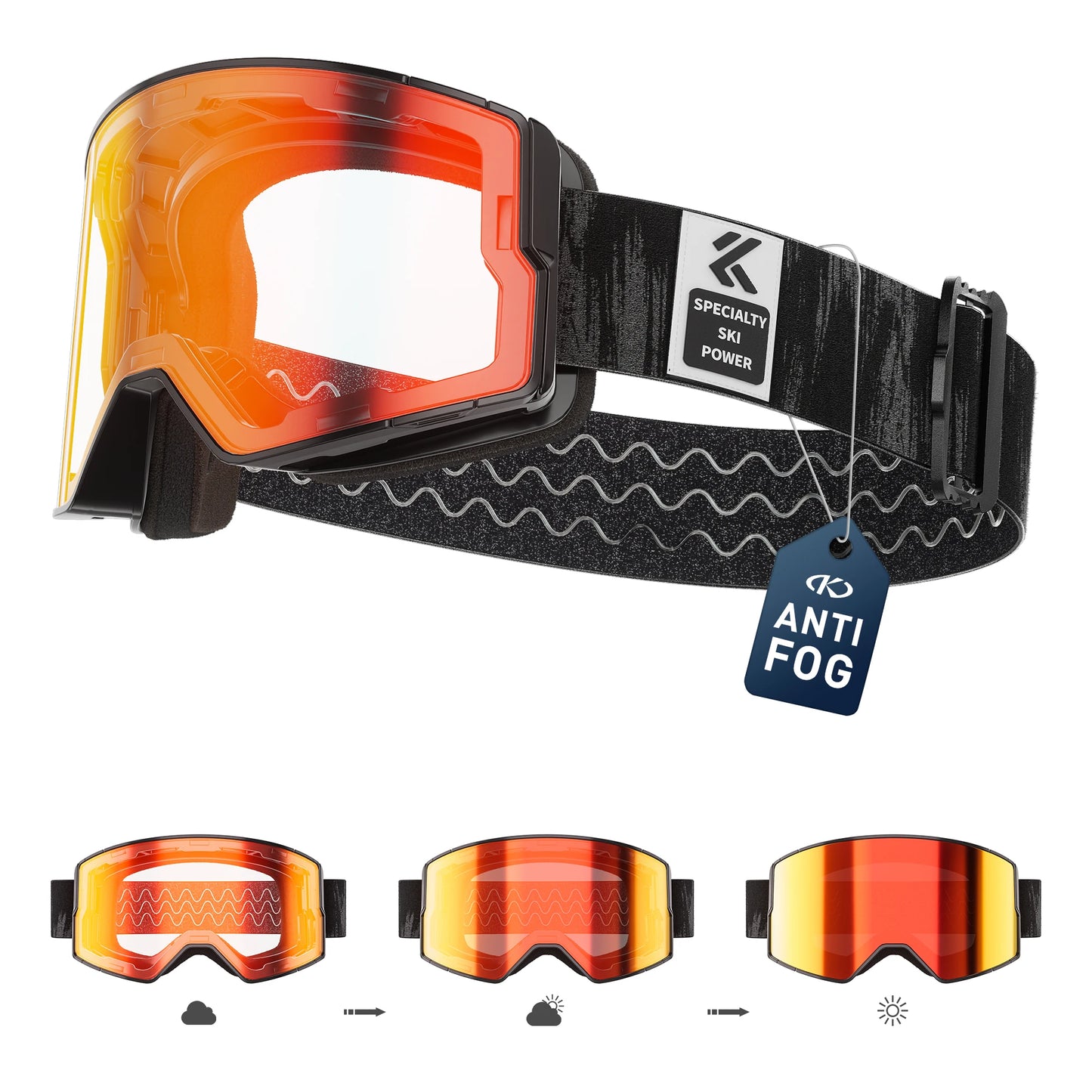 KAPVOE Outdoor Photochromic Ski Goggles Winter Snow Sports for Unisex Snow Glasses Anti-fog Magnetic Snowboard UV400 Glasses Hot