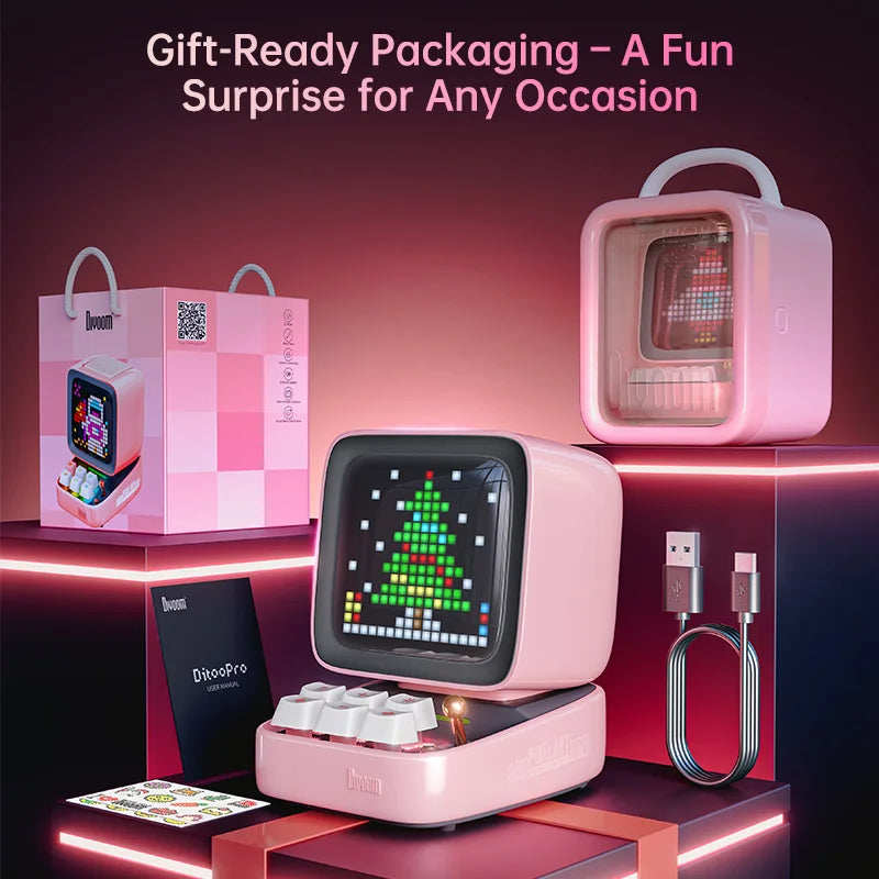 Divoom Ditoo-Pro Retro Pixel Art Bluetooth Speaker with LED Display & Alarm Clock