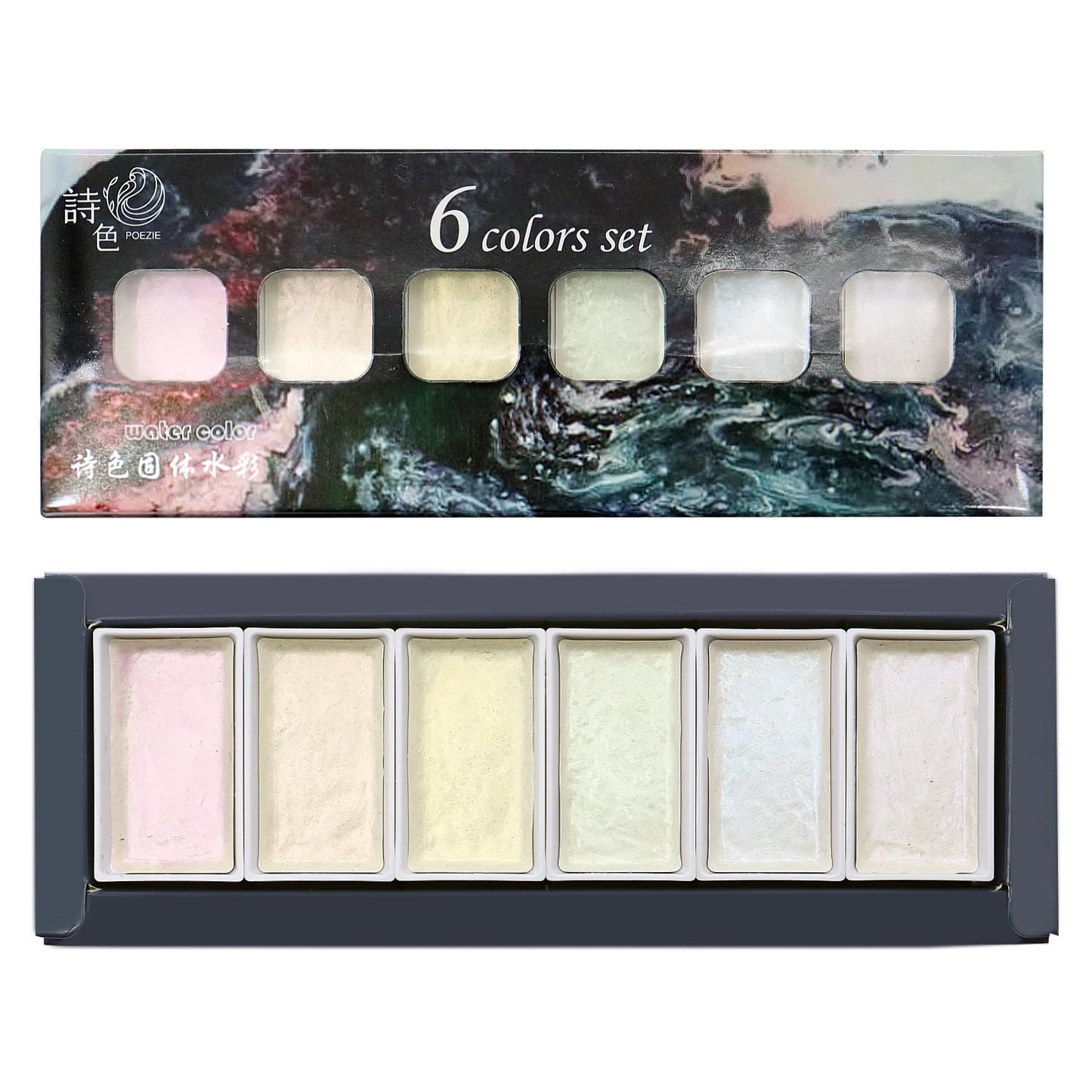 Golden Artistry: 6 Metallic Watercolor Paints Including Lustrous Gold for Professional