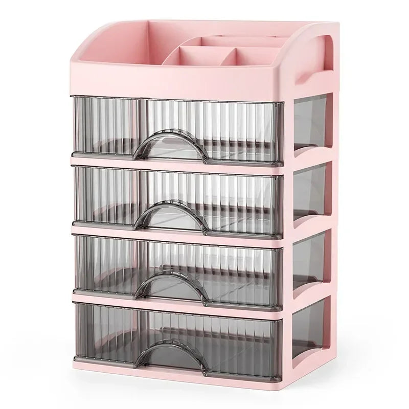 Multi-Layer Transparent Makeup Organizer with Drawer Storage