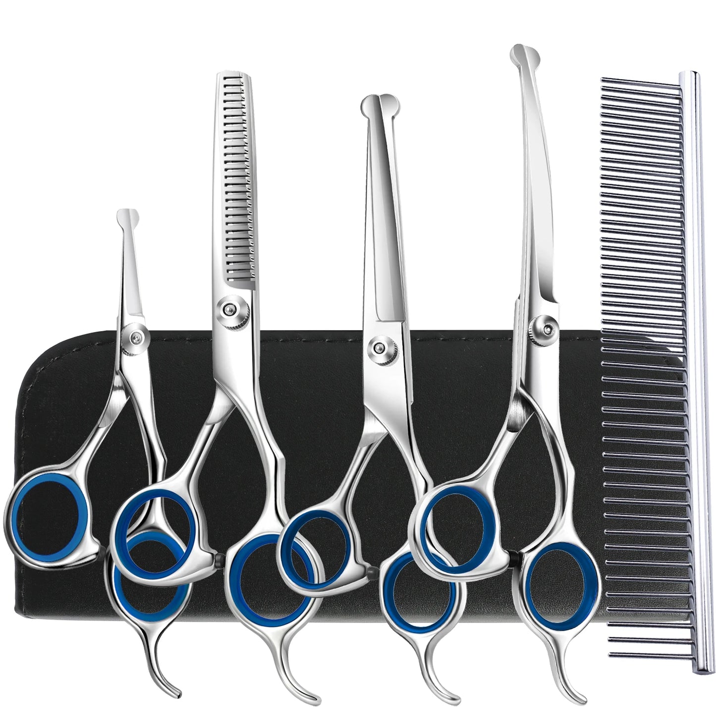 Safty Pet Grooming Scissors Round Head Professional Stainless Steel Dog Hair Scissors Animal Cutting Pets Shears Portable Set