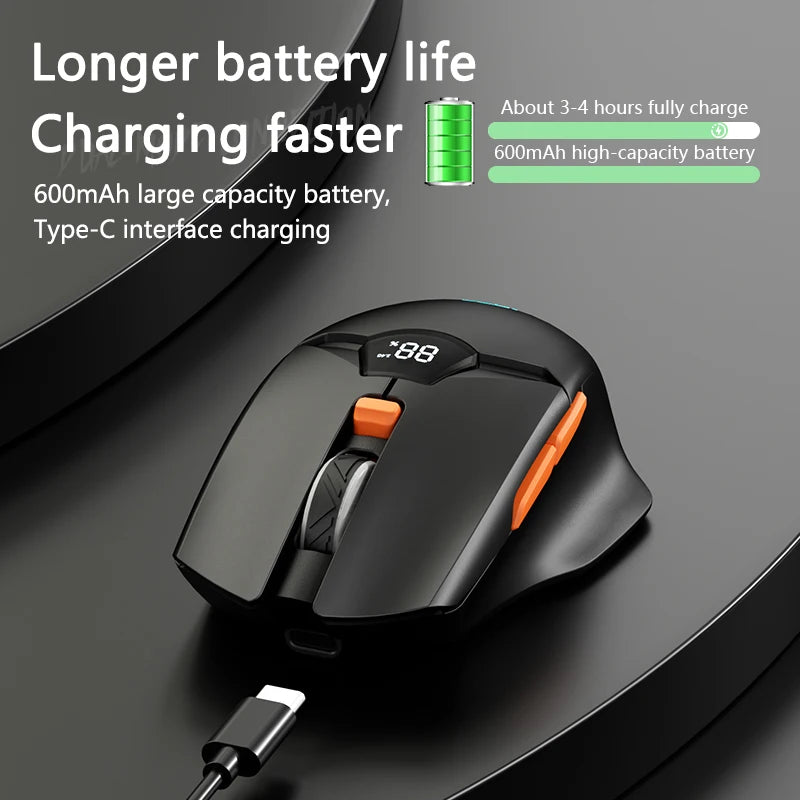 Warvank SX01 Wireless Gaming Mouse Smart Screen Display 6-speed DPI Adjustment 600mAh Rechargeable Silent Office Bluetooth Mouse