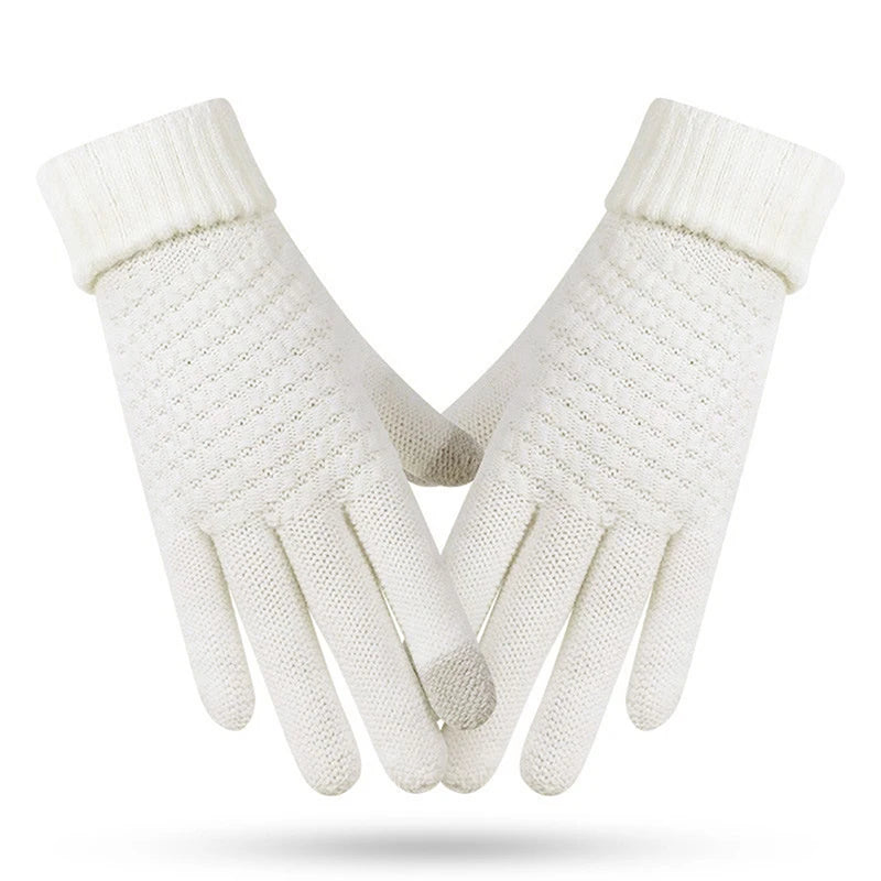 1Pair Winter Touch Screen Gloves Women Men Warm Stretch Knit Mittens Imitation Wool Full Finger Mountaineering Gloves
