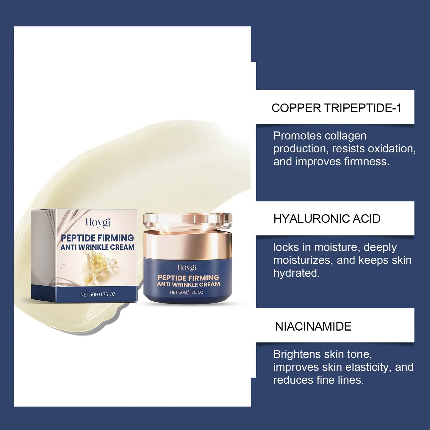 HOYGI Polypeptide Firming Cream Instant Anti Wrinkle Lasting Moisturizing Fading Fine Lines Lifting Revitalizing Face Skin Care