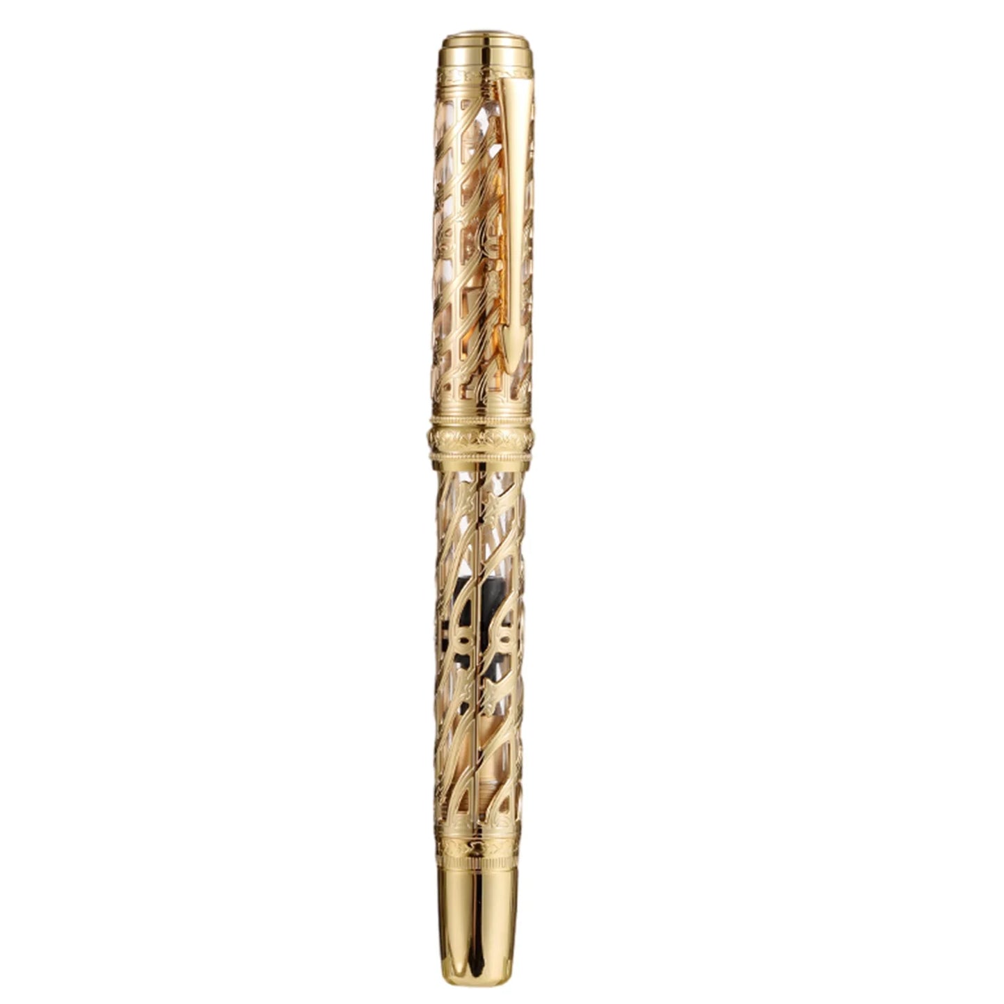 Hongdian A6 Hollow Piston Metal Fountain Pen 35# Nib Writing Ink Pen EF F Nib School Office Supplies Gift Pens for students