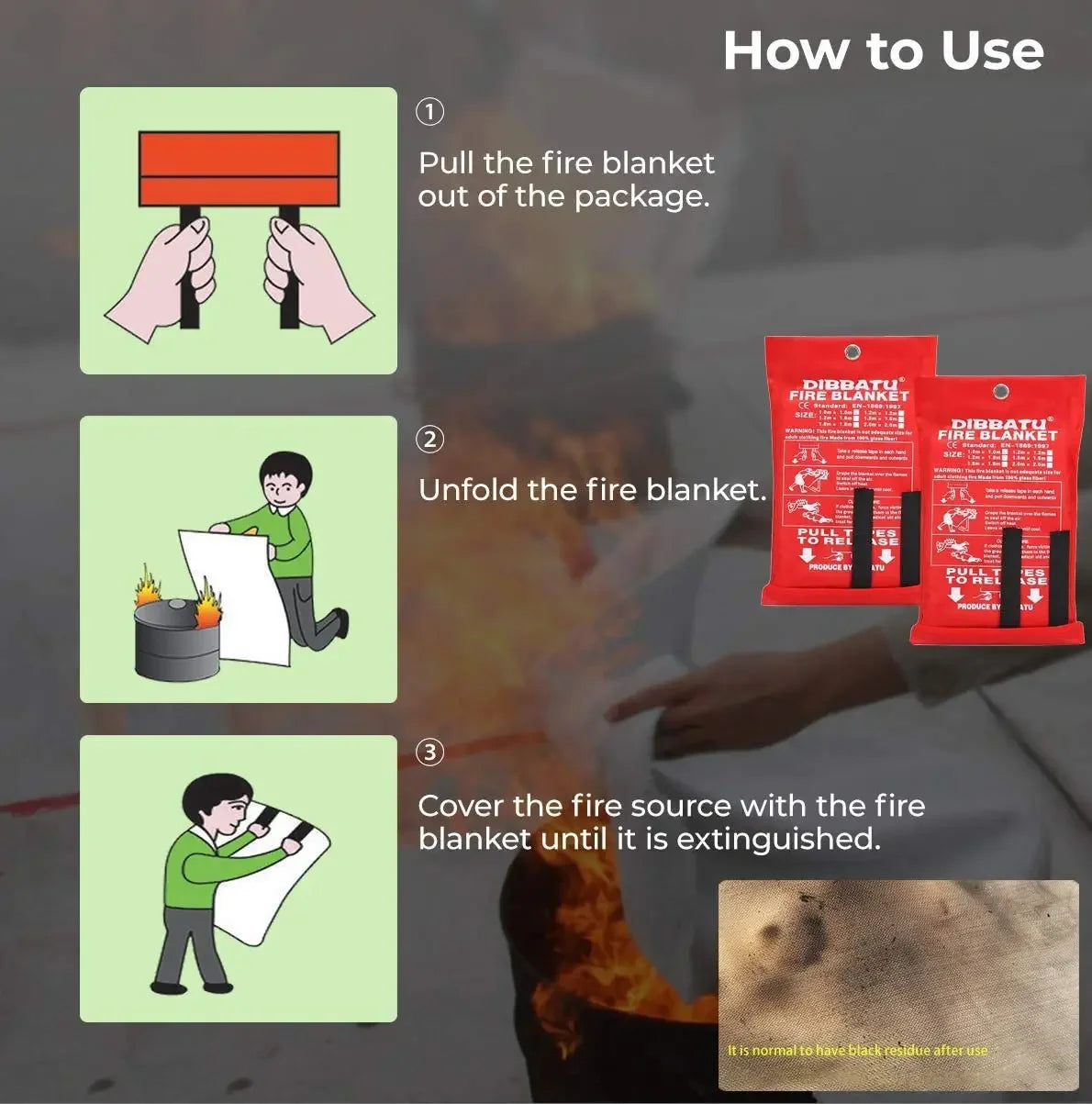 120X120cm Fire Blanket Fighting Fire Extinguishers Tent Boat Emergency Blanket Survival Fire Shelter Safety Cover