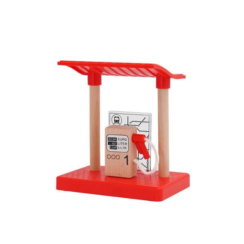 Toddlers Toys Wooden Train Railway Track Accessories Barricade, Platform Track Scene Puzzle Toys For Boys & Girls