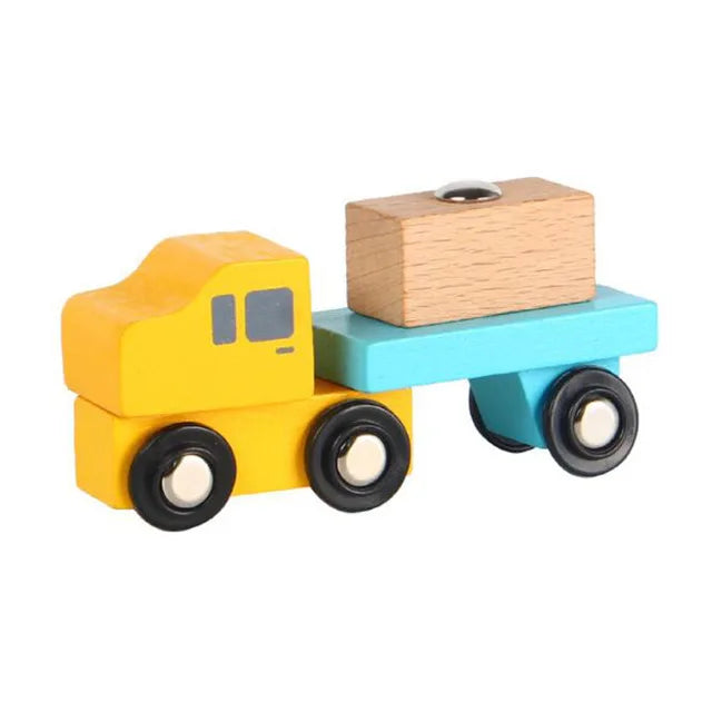Wooden Magnetic Trolley Wood Track Accessories Car Train Track Scene Airplane Truck Wooden Tracks Educational Toys Children Gift