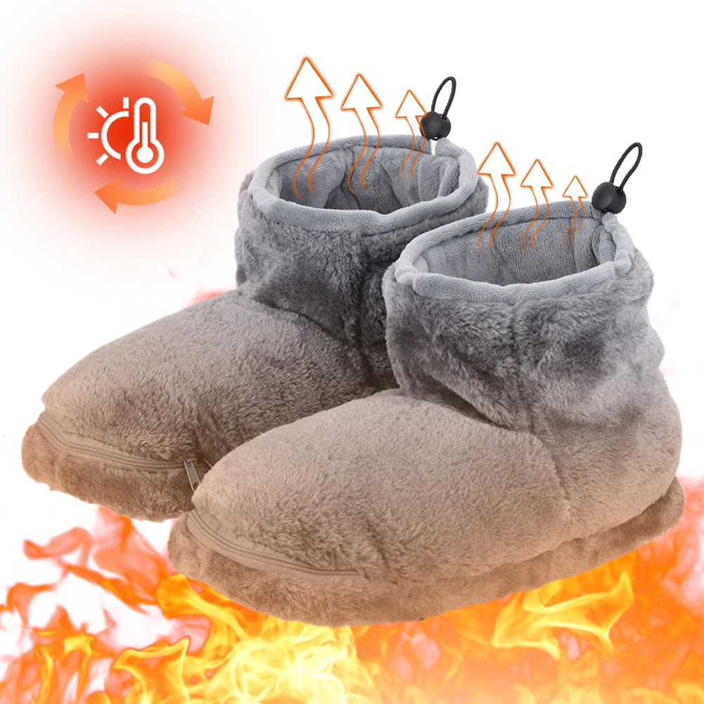 USB Heater Foot Shoes Plush Warm Electric Slippers Comfortable Foot Warmer Shoes Electric Heated Shoes for Women Men