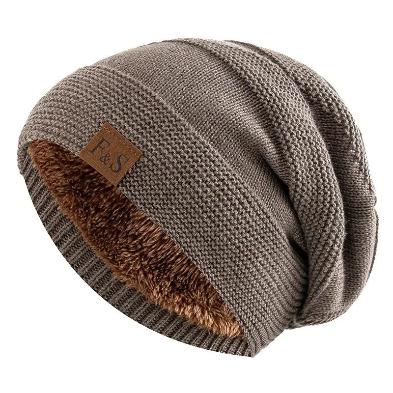 Winter Beanie Soft Slouchy Knit Hat Skull Cap Warm windproof Cuffed Silk Hat Lining Beanie Casual Men Women Hiking Running Hat
