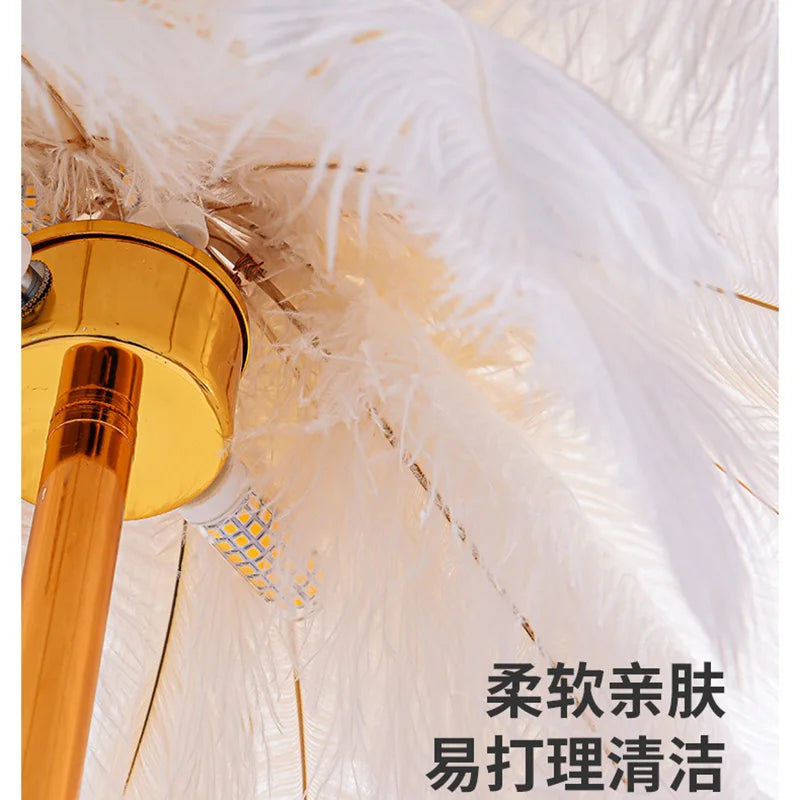 Premium Nordic Ostrich Feather Floor Lamp - Modern LED Interior Lighting