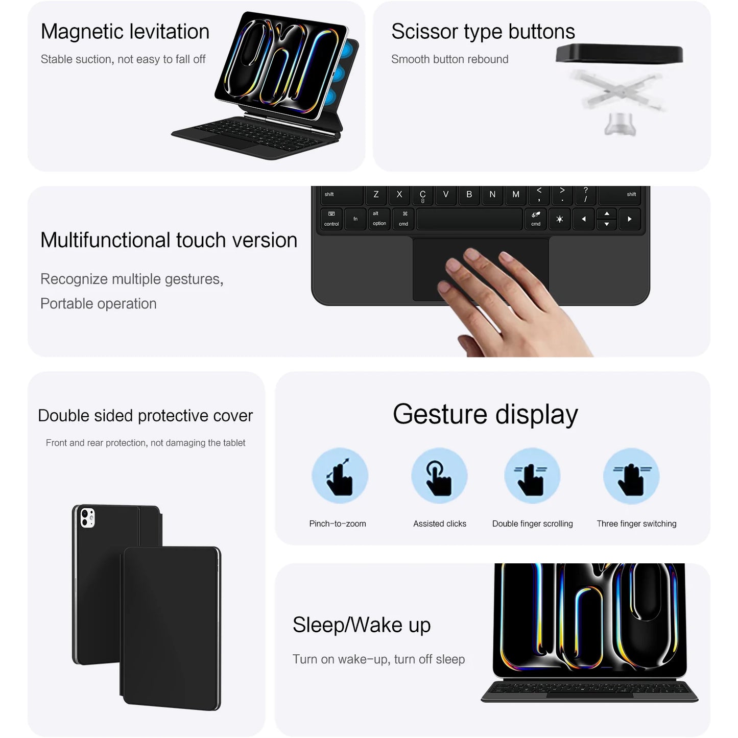 Magic Keyboard folio For New iPad Pro 13 2024 iPad Pro 11 inch（M4）Case for iPad Air 11 2024 air 13（M2）13" Magnetic Smart Cover