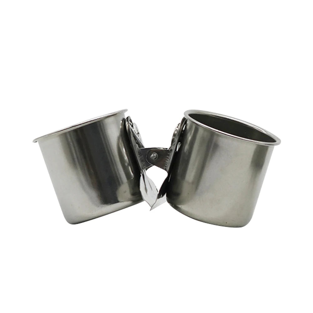 Pet Stainless Steel Bird Feeder Double Cup/Single Cup With Clip Parrot Feeder Round Birdhouse Food Drinking Water Feeding Bowl