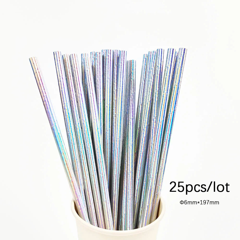 Laser Disposable Tableware Sets Silver Party Paper Cups Paper Plates Straw Party Tableware Wedding Decor Birthday Party Supplies