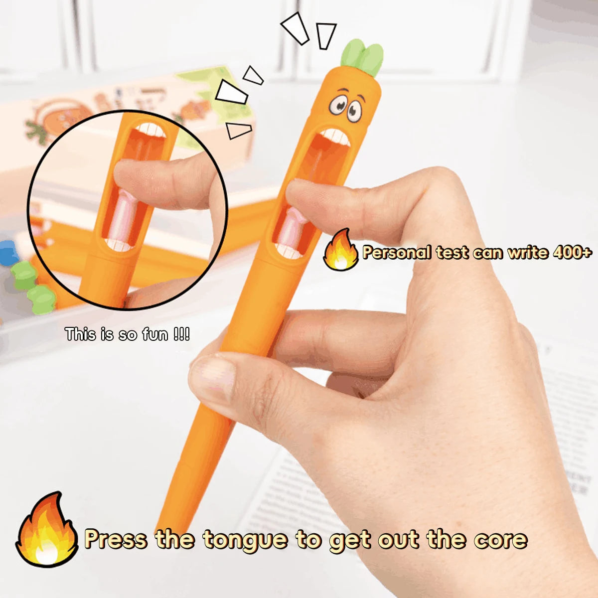 1-4pcs Kawaii Neutral Pen 0.5mm Cartoon Creative Carrot Shape Press Neutral Pen Set School Student Office Stationery Supplies