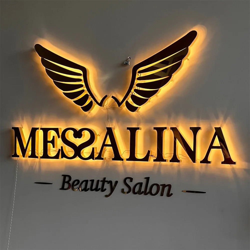 3D Backlit Logo Signage Exterior Shop Front Stainless Channel Signage Light Illuminated Led Signage Letters