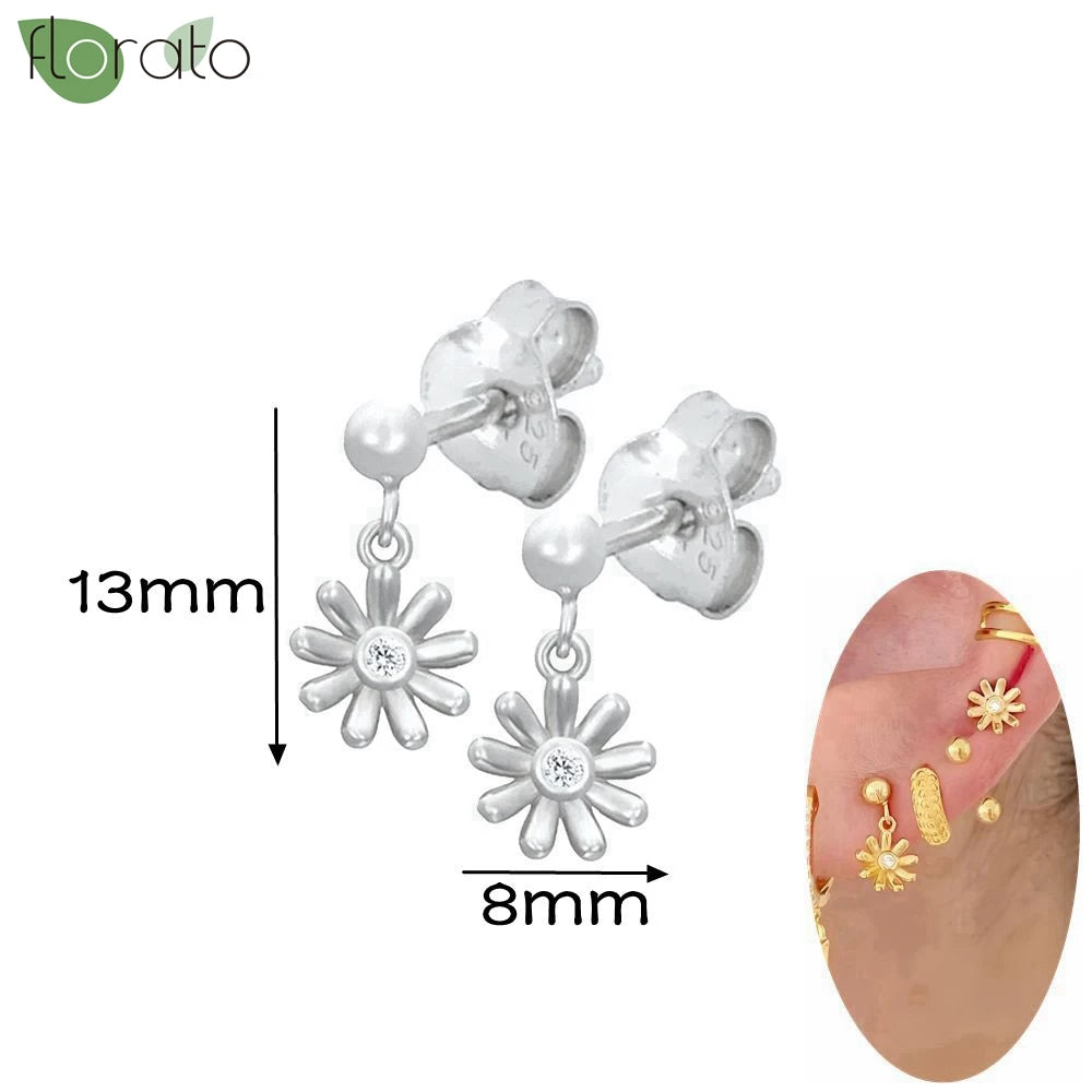 925 Silver Needle Exquisite Zircon Small Earrings Fashion Stud Earrings for Women Anti Allergy Cartilage Puncture Jewelry Gift