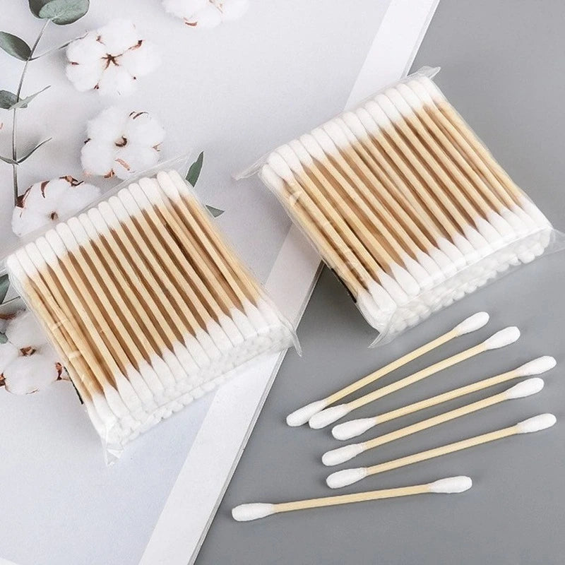 Double-ended Cotton Swabs - Precision Pointed and Rounded, Sterile Cosmetic Cotton Swabs, Makeup Remover Cotton Swabs