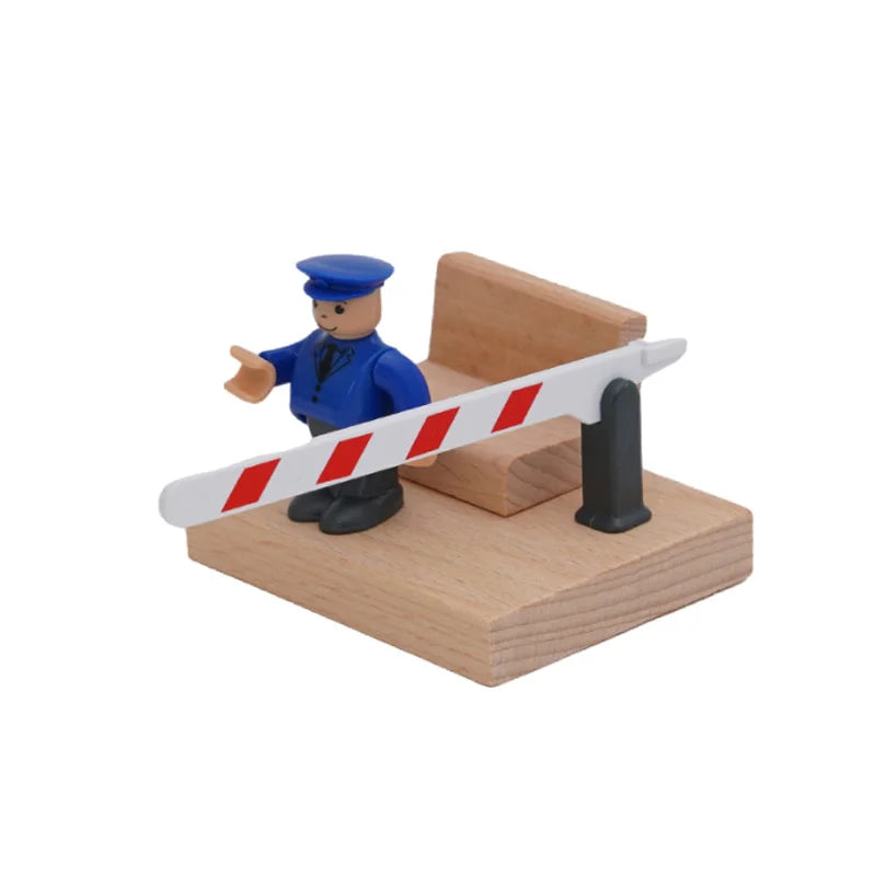 Wooden Train Track Accessories Roadblocks Station Scene Educational Toy For Kids Compatible with Thomas Wooden Railway System