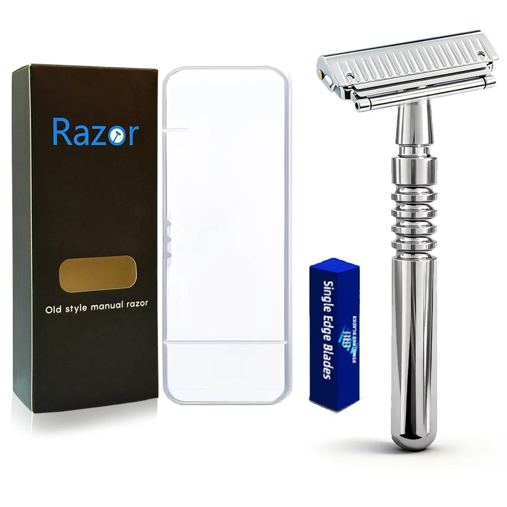 22T-2 New Reusable Twin Half Blade Safety Razor with Travel Case 30° Angled Precision Super Shaving Shaver for Men Grooming Care