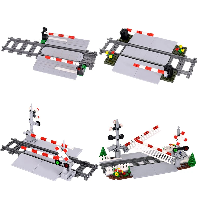 MOC City Train Building Block Train Track Corridor Elevating Rod Pedestrian Crossing Assembly Children's Toy Birthday Gift