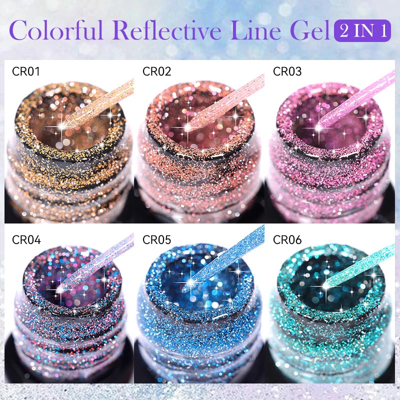 LILYCUTE Reflective Glitter Gel Nail Polish - 5ml Sparkling Liner