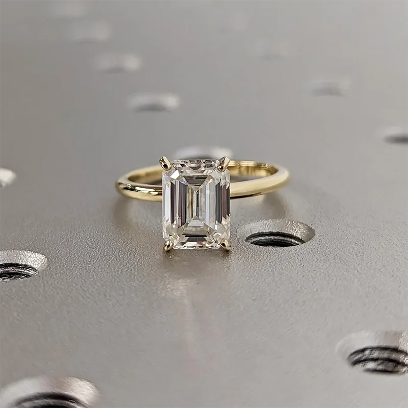 High Quality Emerald Cut 1ct 2ct 3ct Moissanite Solitaire Ring 925 Sterling Silver Engagement Rings for Woman Girl Birthday Gift