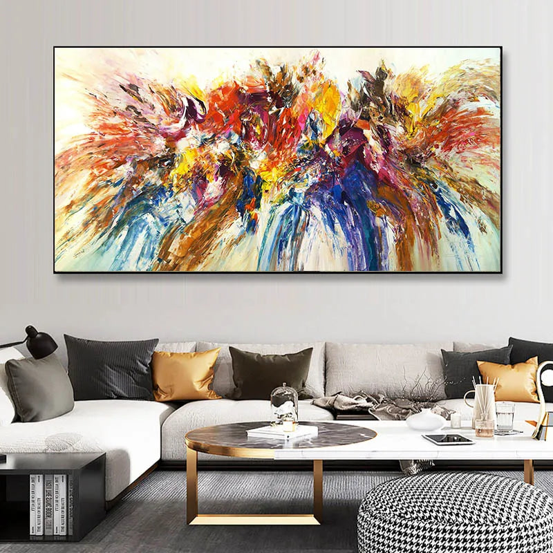 Abstract Colorful Canvas Painting Quadro Flower Posters and Prints Wall Art Pictures Cuadros Living Room Home Decor No Frame