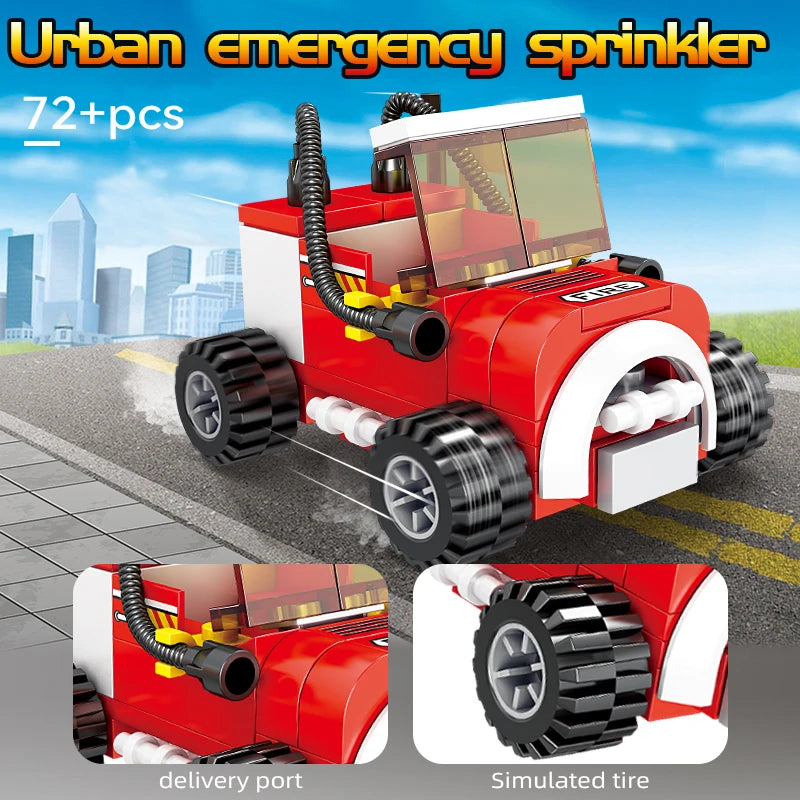 8 in 1 Fire Truck Building Blocks City Scaling Ladder Multifunctional Rescue Vehicle Combination Bricks Toy Kids Holiday Gifts