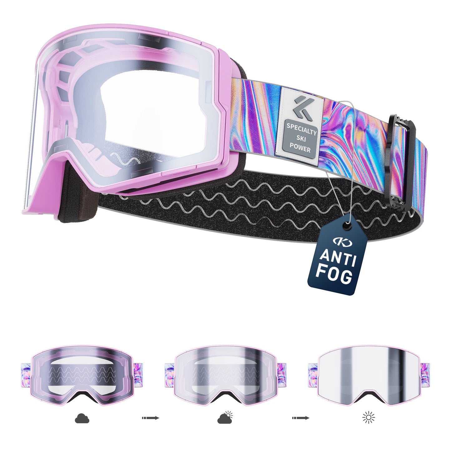 KAPVOE Outdoor Photochromic Ski Goggles Winter Snow Sports for Unisex Snow Glasses Anti-fog Magnetic Snowboard UV400 Glasses Hot