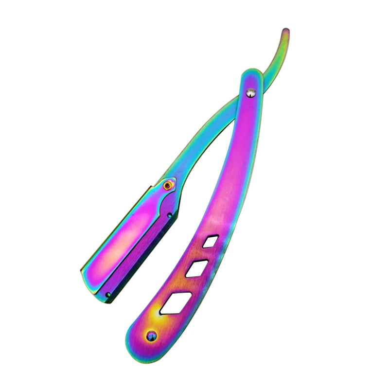 Men's Straight Hairdresser Razor Hair Removal Shaving Armpit Hair Pubic Hair Folding Razor Hair Removal Tool (Without Blade)